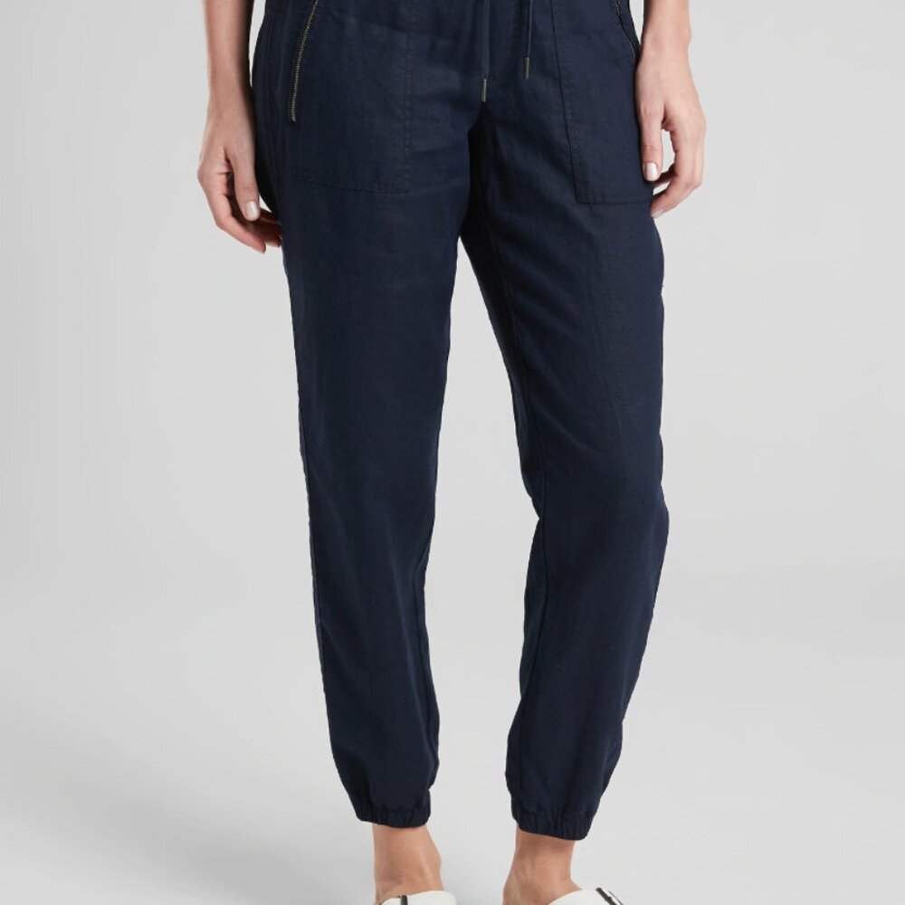 Athleta Size 12 Cabo Linen Jogger in Black